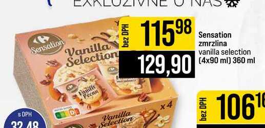 Sensation zmrzlina vanilla selection 4x90 ml 360 ml