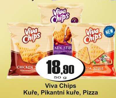 Viva Chips Kuře, Pikantní kuře, Pizza 50 g
