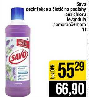 Savo dezinfekce a čistič na podlahy bez chloru levandule pomeranč+máta 1l