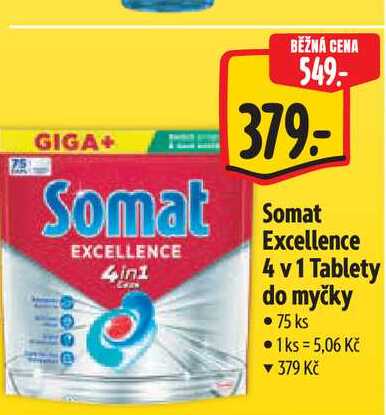 Somat Excellence 4 v1 Tablety do myčky 75 ks