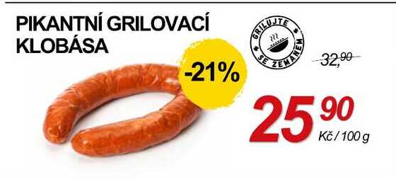 PIKANTNÍ GRILOVACÍ KLOBÁSA, 100 g 