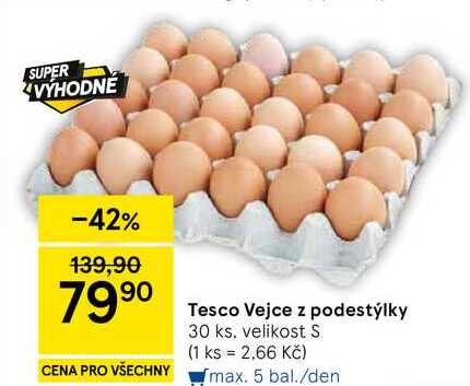 Tesco Vejce z podestýlky, 30 ks, velikost S 