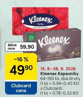Kleenex Kapesníky, 64-150 ks, dva druhy
