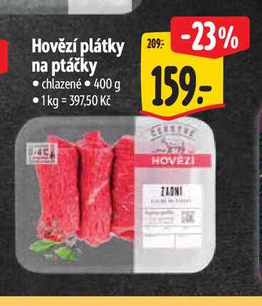 Hovězí plátky na ptáčky  400 g