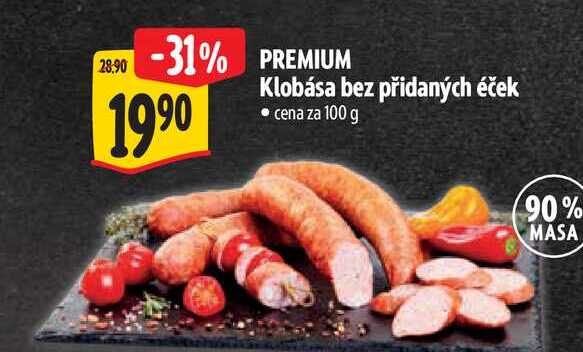 PREMIUM Klobása bez přidaných éček 100 g