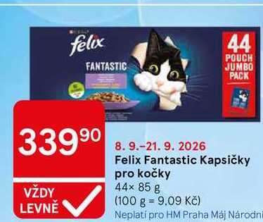 Felix Fantastic Kapsičky pro kočky, 44× 85 g