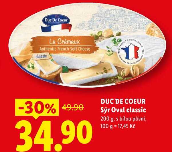 DUC DE COEUR Sýr Oval classic, 200 g