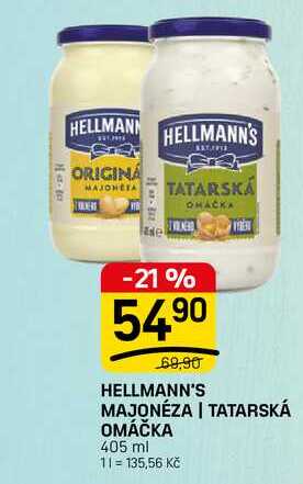 HELLMANN'S MAJONÉZA | TATARSKÁ OMÁČKA 405 ml