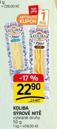 KOLIBA SÝROVÉ NITĚ vybrané druhy 50 g