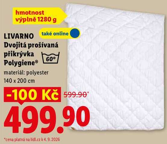 LIVARNO Dvojitá prošívaná přikrývka Polygiene®