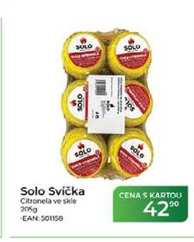 Solo Svíčka Citronela ve skle 205g  