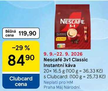 Nescafé 3v1 Classic Instantní káva, 20x 16.5 g   v akci