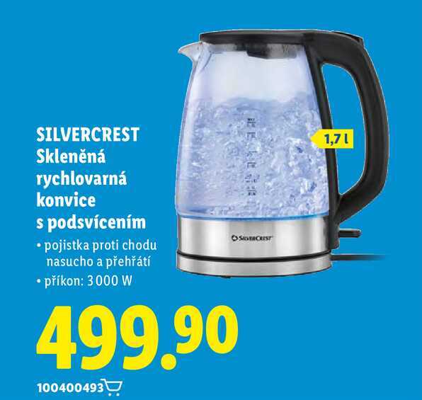 SILVERCREST Skleněná rychlovarná konvice s podsvícením