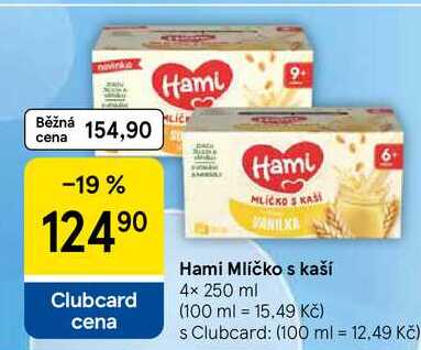 Hami Mlíčko s kaší, 4× 250 ml 