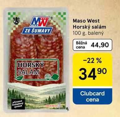 Maso West Horský salám, 100 g, balený
