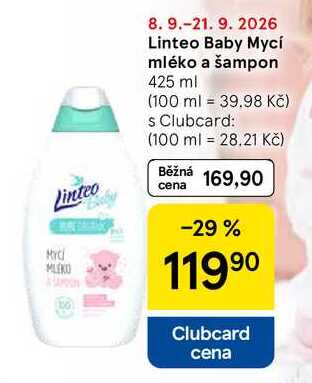 Linteo Baby Mycí mléko a šampon, 425 ml