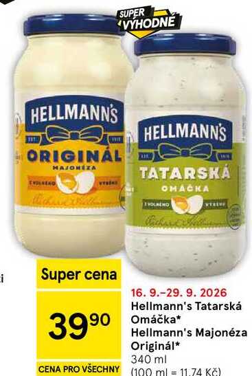 Hellmann's Tatarská Omáčka, 340 ml