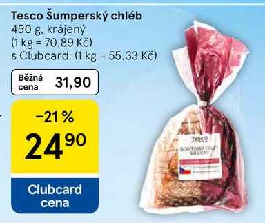 Tesco Šumperský chléb, 450 g, krájený