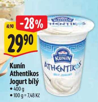 Kunín Athentikos Jogurt bílý, 400 g