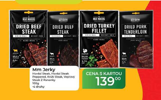 Mm Jerky Hovězí Steak, Hovězí Steak Peppered, Krúti Steak, Veprovy Steak Z Panenky 100 g
