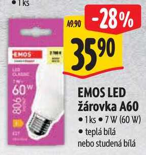 EMOS LED žárovka A60 