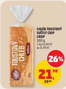 CHLÉB TOUSTOVÝ SVĚTLÝ CRIP CROP, 500 g