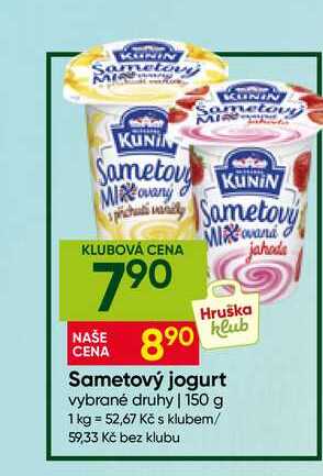 KUNÍN Sametový jogurt vybrané druhy 150 g