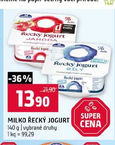MILKO ŘECKÝ JOGURT 140 g vybrané druhy