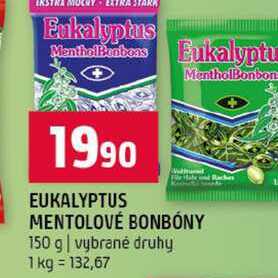 EUKALYPTUS MENTOLOVÉ BONBONY 150 g vybrané druhy