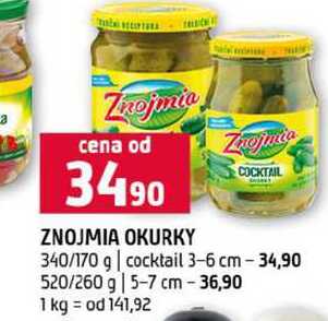 ZNOJMIA OKURKY 340/170 g cocktail 3-6 cm 520/260 g 5-7 cm 
