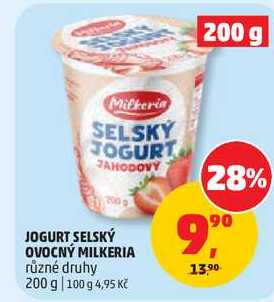 JOGURT SELSKÝ OVOCNÝ MILKERIA různé druhy, 200 g 