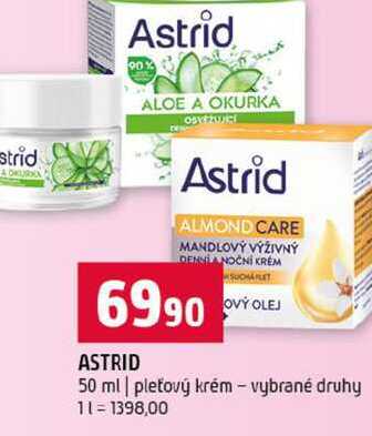 ASTRID 50 ml pleťový krém vybrané druhy