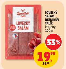 LOVECKÝ SALÁM ŘEZNÍKŮV TALÍŘ krájený, 100 g