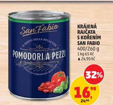KRÁJENÁ RAJČATA S KOŘENÍM SAN FABIO, 400/260 g