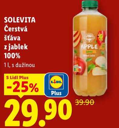 SOLEVITA Čerstvá šťáva z jablek 100%, 11, s dužinou
