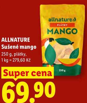 ALLNATURE Sušené mango, 250 g