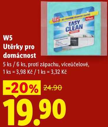 W5 Utěrky pro domácnost, 5 ks / 6 ks 
