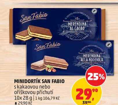 MINIDORTÍK SAN FABIO s kakaovou nebo oříškovou příchutí, 10x 28 g