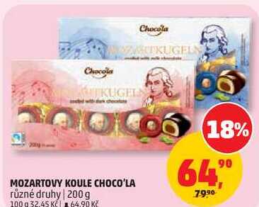 MOZARTOVY KOULE CHOCO'LA různé druhy, 200 g
