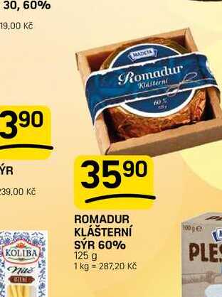 ROMADUR KLÁŠTERNÍ SÝR 60% 125 g
