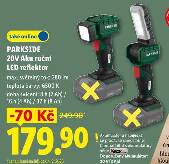 PARKSIDE 20V Aku ruční LED reflektor