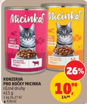 KONZERVA PRO KOČKY MICINKA různé druhy, 415 g 