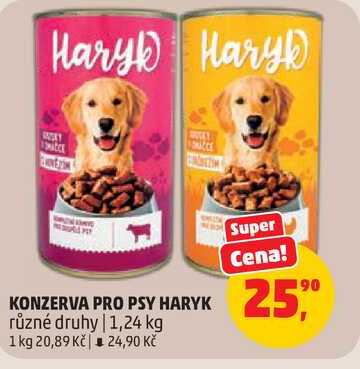 KONZERVA PRO PSY HARYK různé druhy, 1,24 kg