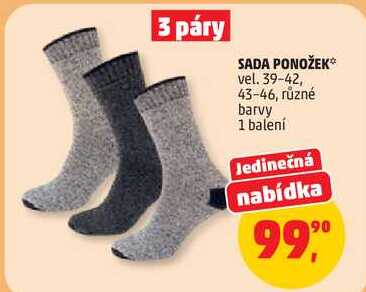 SADA PONOŽEK vel. 39-42, 43-46, různé barvy, 1 balení  