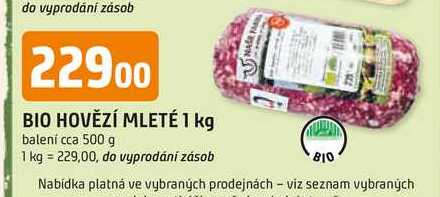 BIO HOVĚZÍ MLETÉ 1 kg balení cca 500 g