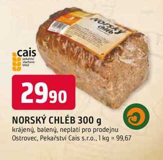 NORSKÝ CHLÉB 300 g krájený, balený