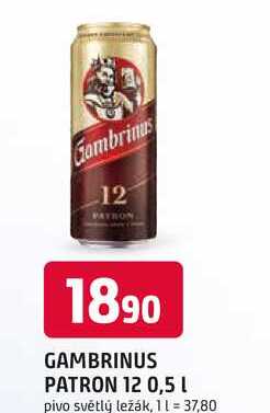 GAMBRINUS PATRON 12 0,5l plech pivo světlý ležák