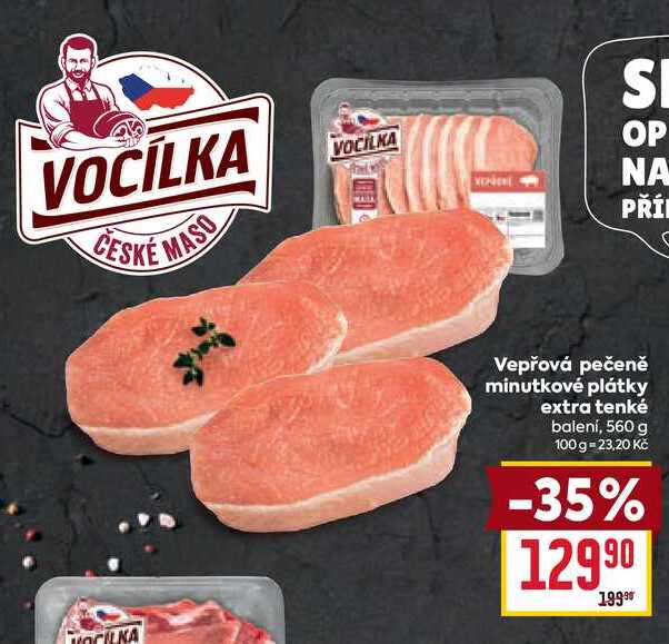 Vepřová pečeně minutkové plátky extra tenké balení, 560 g