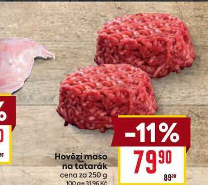 Hovězí maso na tatarák cena za 250 g 