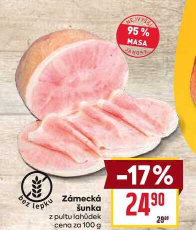 Zámecká šunka z pultu lahůdek cena za 100 g